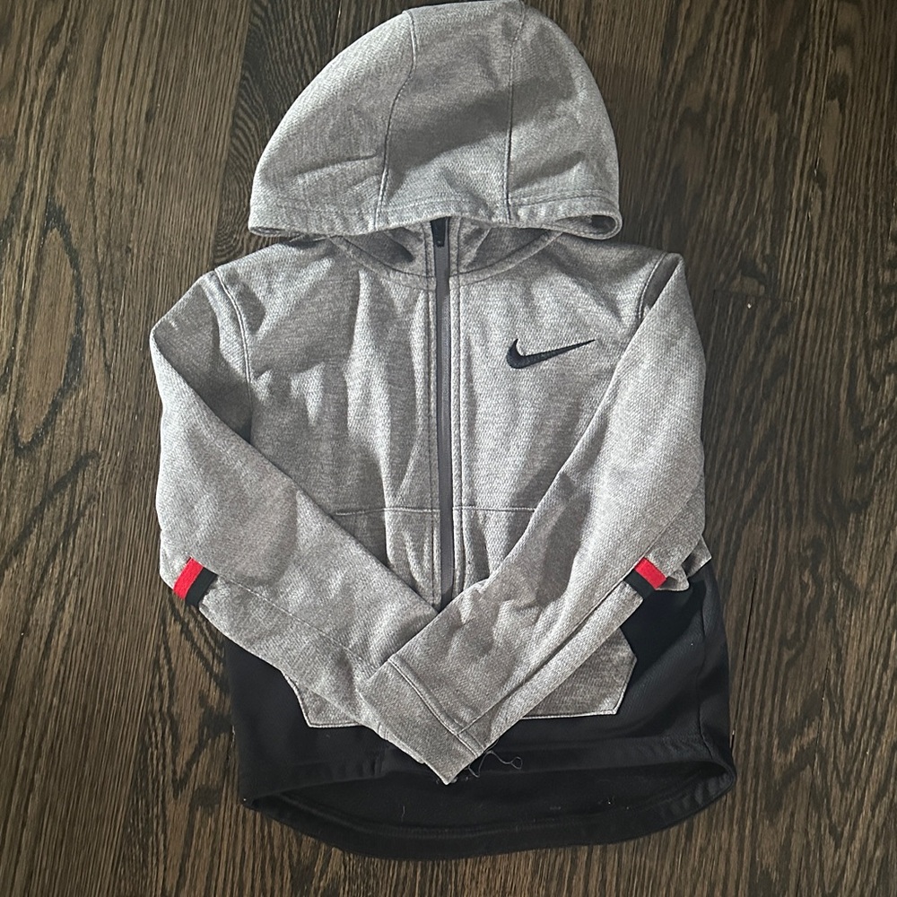 Nike Gray and Black Zip-Up Hoodie